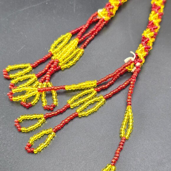 Handmade Beaded Lariat Necklace With Yellow Bird Pendant Red Yellow HS205 - Picture 5 of 7